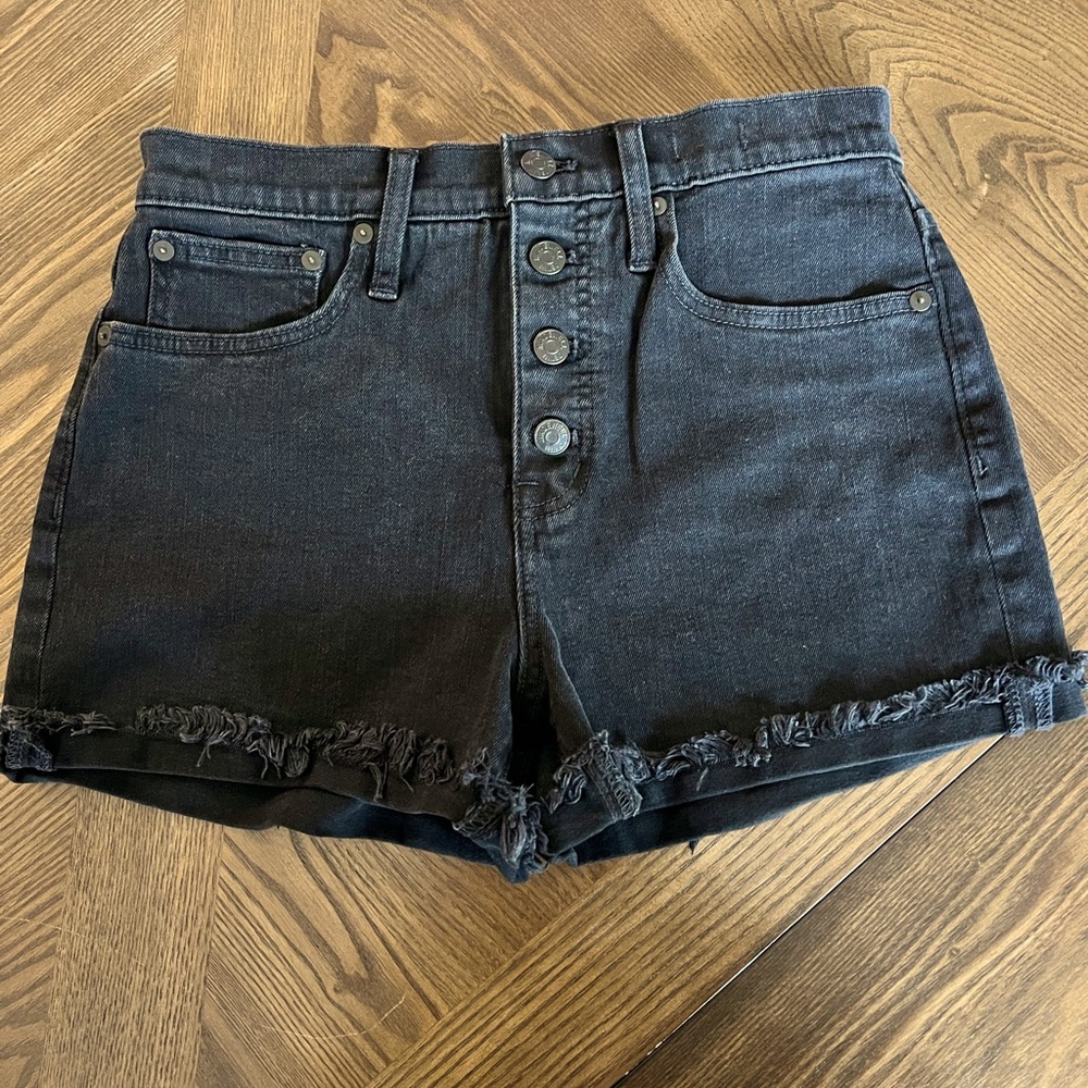 Madewell Black button fly cuffed shorts